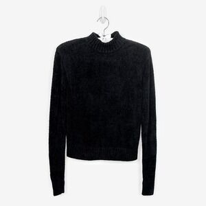 Spiritual Gangster Serenity Love Sweater‎ Size XS Black Chenille Cozy Lounge